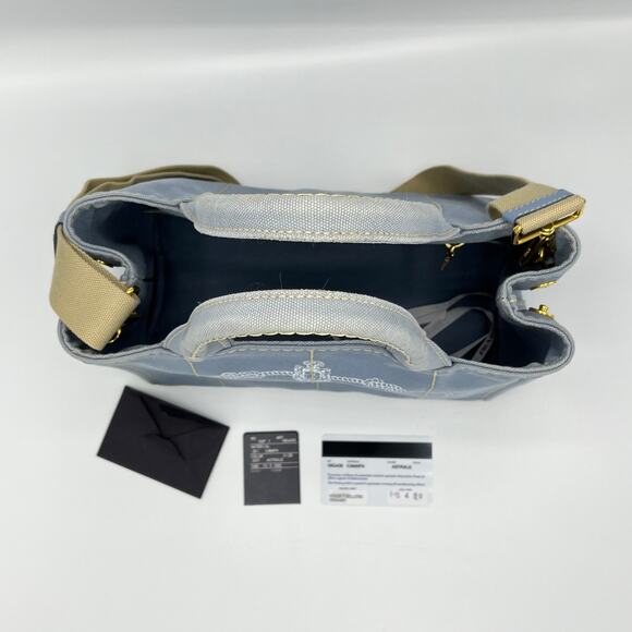 Prada Small Baby Blue Canapa Canvas with Dust Bag Tote Bag - Picture 12 of 12
